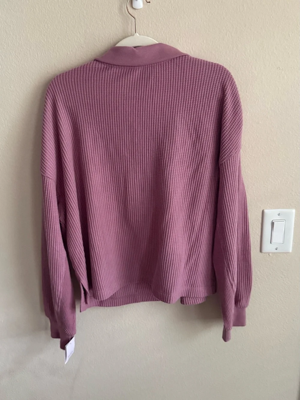 Waffle-Knit Pink Pullover Top and Shorts Matching Set